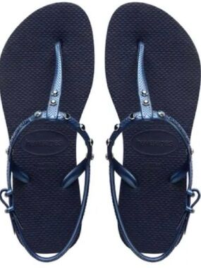 Havaianas Crystal Freedom Women's Navy and black  T-Strap Sandals size 37-38